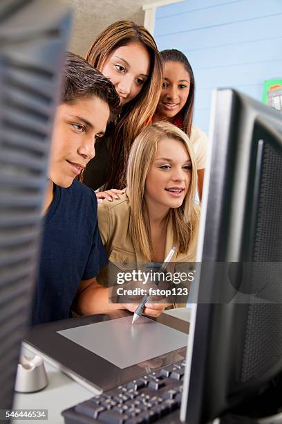 Student Behind Computer 257 Computer Lab High School With Computer Screen Stock Photos, High ...