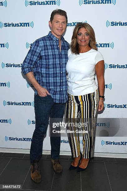 Chef Bobby Flay and TV personality Kathy Wakile visit at SiriusXM Studios on July 12, 2016 in New York City.