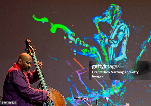 American Free Jazz musician William Parker plays upright acoustic bass with the Peter Brotzmann Quartet at the 'Peter Brotzmann: A Lifetime of...