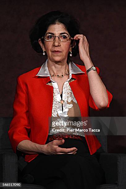 Fabiola Gianotti, Director General of CERN attends the 'Extreme. Alla ricerca delle particelle' exhibition opening at National Science and Technology...