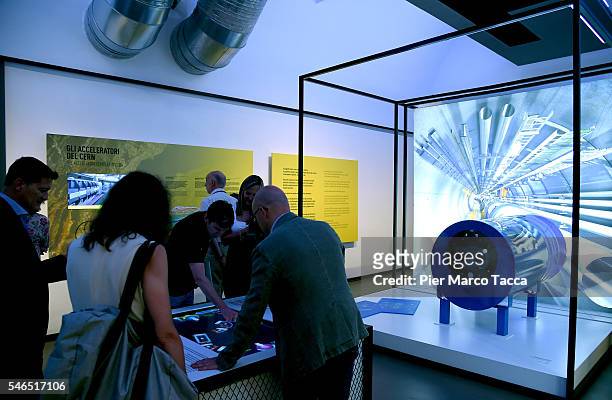 Atmosphere during the 'Extreme. Alla ricerca delle particelle' exhibition opening at National Science and Technology Museum Leonardo Da Vinci on July...