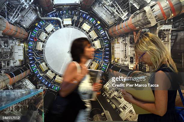 Atmosphere during the 'Extreme. Alla ricerca delle particelle' exhibition opening at National Science and Technology Museum Leonardo Da Vinci on July...