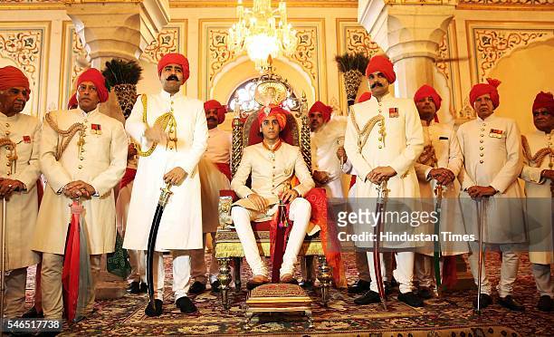 Maharaja Sawai Padmanabh Singh of the erstwhile royal family of Jaipur during his 18th birth anniversary celebrations with traditional rituals at the...
