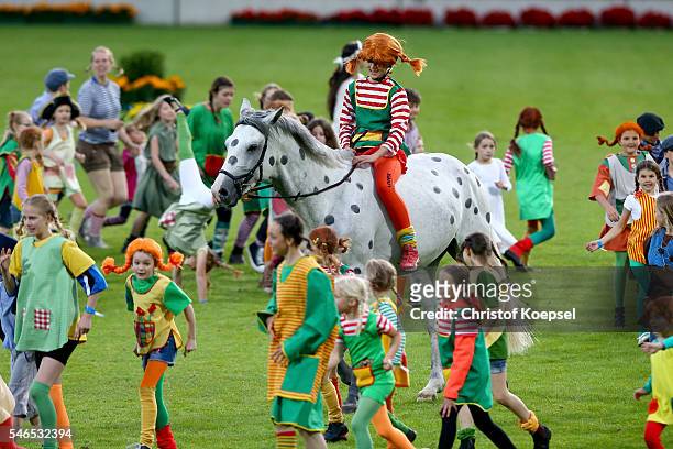 Pippi Langstrumpf of Astrid Lindgren rides during the Opening Ceremony of CHIO 2016 at Aachener Soers on July 12, 2016 in Aachen, Germany.
