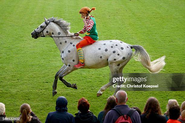 Pippi Langstrumpf of author Astrid Lindgren rides during the Opening Ceremony of CHIO 2016 at Aachener Soers on July 12, 2016 in Aachen, Germany.