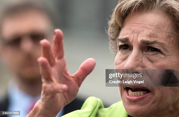 Congresswoman Jan Schakowsky joins members of MoveOn.org and members of Congress at an event to demand congress renew an assault weapons ban, along...