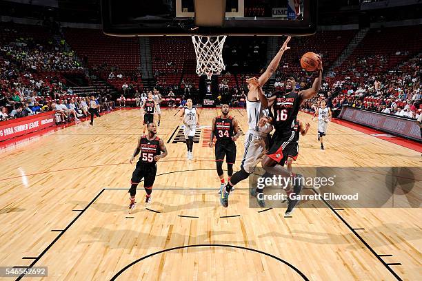 Fair of Portland Trail Blazers goes for the lay up during the game against the Utah Jazz during the 2016 Las Vegas Summer League on July 12, 2016 at...