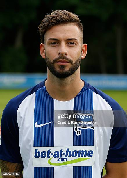Marvin Plattenhardt of Hertha BSC poses during the Hertha BSC Team Presentation on July 12, 2016 in Berlin, Germany.