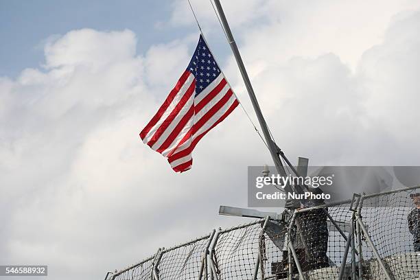 Gdynia, Poland 12th, July 2016 US Navy Ship USS Mount Whitney , a Blue Ridge class command ship, visits the port of Gdynia for a routine port visit....