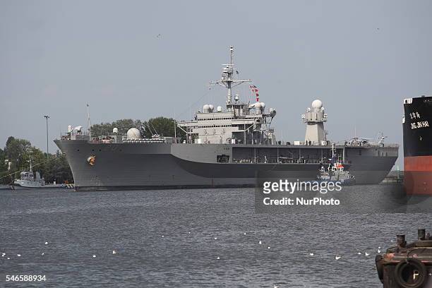 Gdynia, Poland 12th, July 2016 US Navy Ship USS Mount Whitney , a Blue Ridge class command ship, visits the port of Gdynia for a routine port visit....