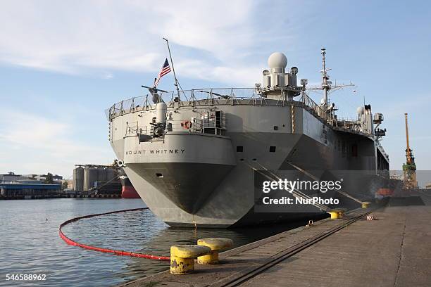 Gdynia, Poland 12th, July 2016 US Navy Ship USS Mount Whitney , a Blue Ridge class command ship, visits the port of Gdynia for a routine port visit....