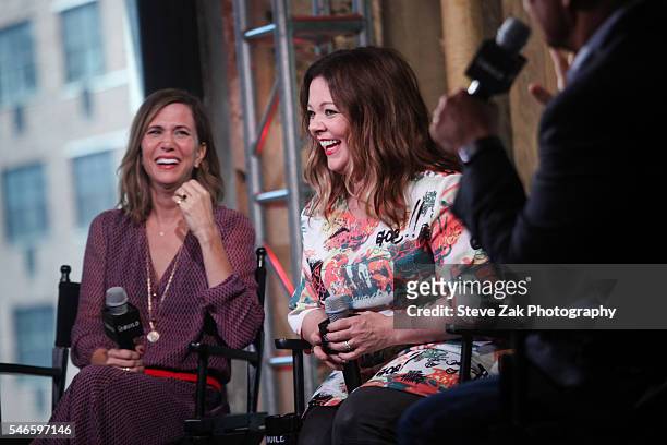 Actresses Kristen Wiig and Melissa McCarthy attend AOL Build Speaker Series: "Ghostbusters" at AOL HQ on July 12, 2016 in New York City.
