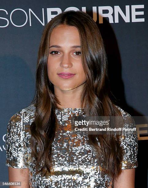Actress Alicia Vikander attends the 'Jason Bourne' Paris Premiere at Cinema Pathe Beaugrenelle on July 12, 2016 in Paris, France.