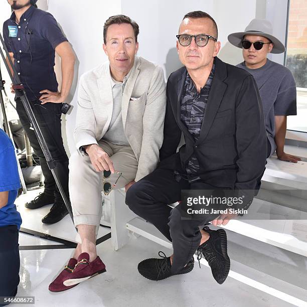 Eric Jennings and Steven Kolb attend the N. Hoolywood runway show during New York Fashion Week: Men's S/S 2017 at Hudson Mercantile on July 12, 2016...