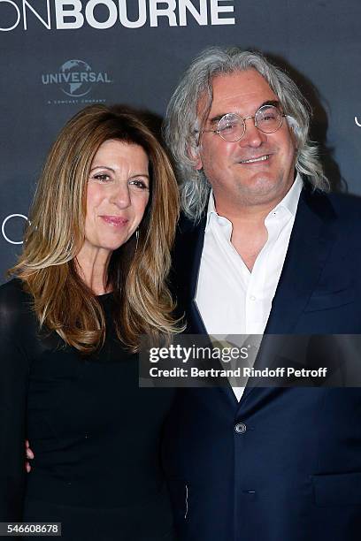 Director Paul Greengrass and his wife Joanna Kaye attend the 'Jason Bourne' Paris Premiere at Cinema Pathe Beaugrenelle on July 12, 2016 in Paris,...