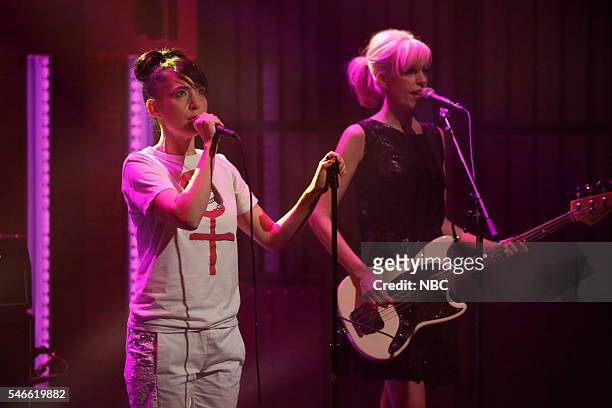 Episode 391 -- Pictured: Kathleen Hanna, Kathi Wilcox of The Julie Run on July 12, 2016 --