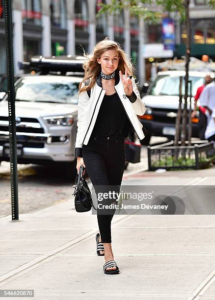 Gigi Hadid seen on the streets of Manhattan on July 12, 2016 in New York City.