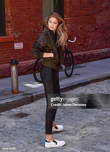 Gigi Hadid seen on the streets of Manhattan on July 12, 2016 in New York City.