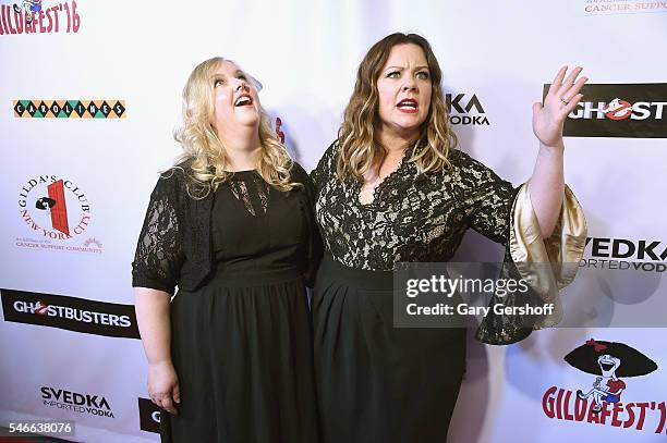 Actress Sarah Baker and event honoree Melissa McCarthy attend the 2016 Gilda Radner Award for Innovation in Comedy at Caroline's On Broadway on July...