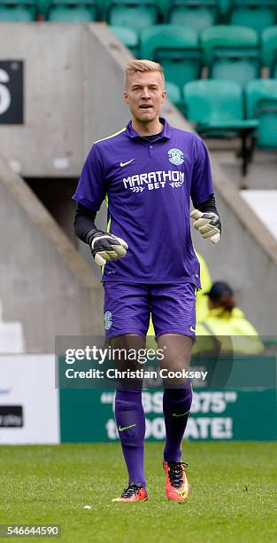 Otso Virtanen of Hibernian at Easter Road on July 10, 2016 in Edinburgh, Scotland.