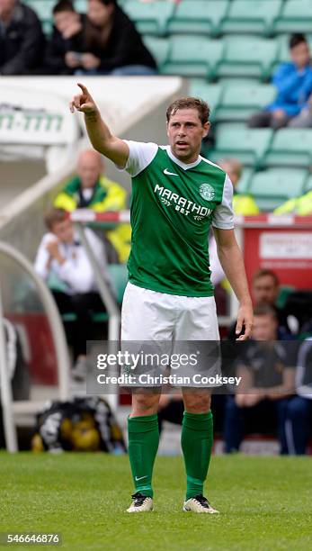 Grant Holt of Hibernian at Easter Road on July 10, 2016 in Edinburgh, Scotland.