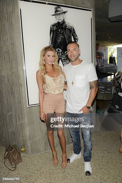 Model Calum Best and Television Personality Brandi Glanville at 2016 ESPYs Talent Resources Sports Luxury Lounge on July 12, 2016 in Los Angeles,...