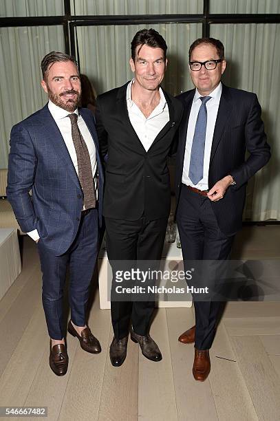 Publishing Jack Essig, actor Jerry O' Connell, and President of Hearst Magazines David Carey attend the Esquire/CFDA NYFWMen's event at Spring Place...