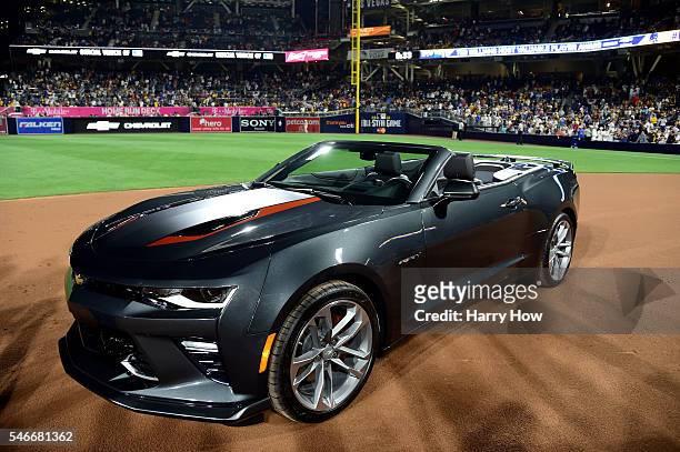 Chevrolet Camaro SS sits on the field after the 87th Annual MLB All-Star Game at PETCO Park on July 12, 2016 in San Diego, California.