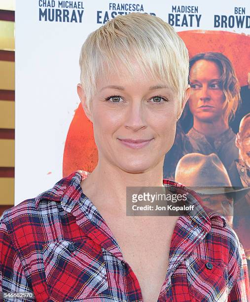 Actress Teri Polo arrives at the Los Angeles Premiere "Outlaws And Angels" at Ahrya Fine Arts Movie Theater on July 12, 2016 in Beverly Hills,...