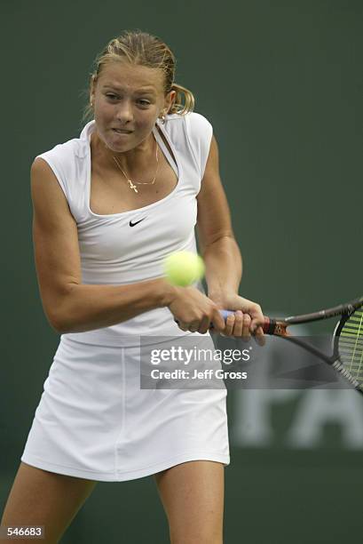 Maria Sharapova in action during her match against Brie Rippner at the Pacific Life Open in Indian Wells, California. Sharapova defeats Rippner 5-7,...