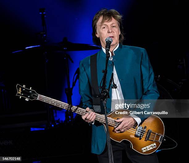 Singer-songwriter Sir Paul McCartney performs during 'One On One' tour at Citizens Bank Park on July 12, 2016 in Philadelphia, Pennsylvania.