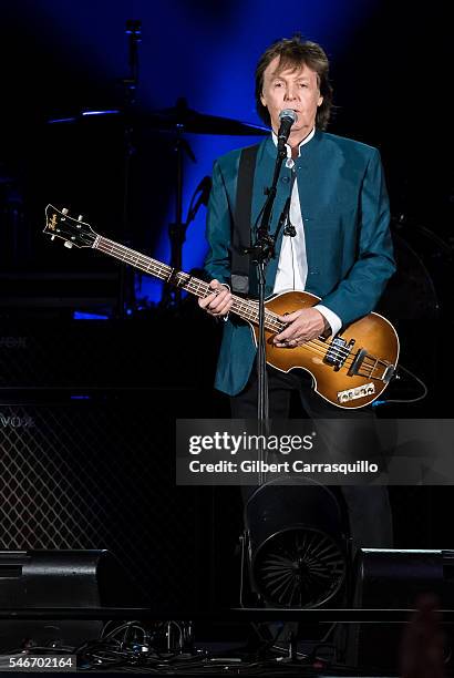 Singer-songwriter Sir Paul McCartney performs during 'One On One' tour at Citizens Bank Park on July 12, 2016 in Philadelphia, Pennsylvania.