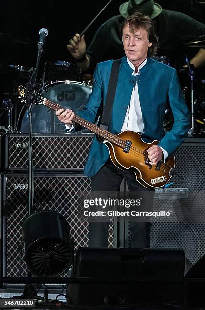 Singer-songwriter Sir Paul McCartney performs during 'One On One' tour at Citizens Bank Park on July 12, 2016 in Philadelphia, Pennsylvania.