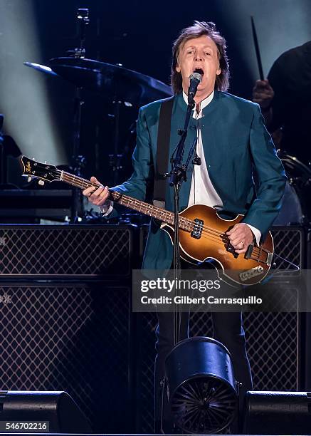 Singer-songwriter Sir Paul McCartney performs during 'One On One' tour at Citizens Bank Park on July 12, 2016 in Philadelphia, Pennsylvania.