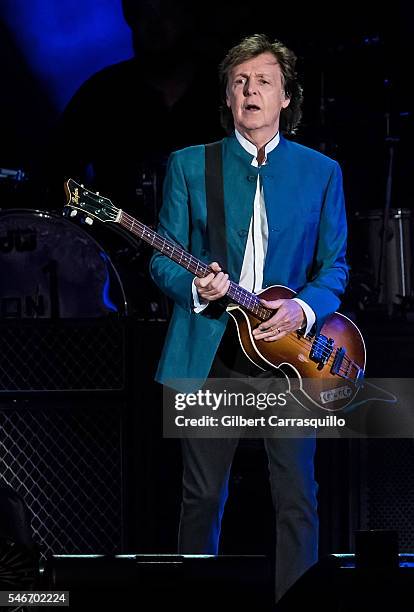 Singer-songwriter Sir Paul McCartney performs during 'One On One' tour at Citizens Bank Park on July 12, 2016 in Philadelphia, Pennsylvania.