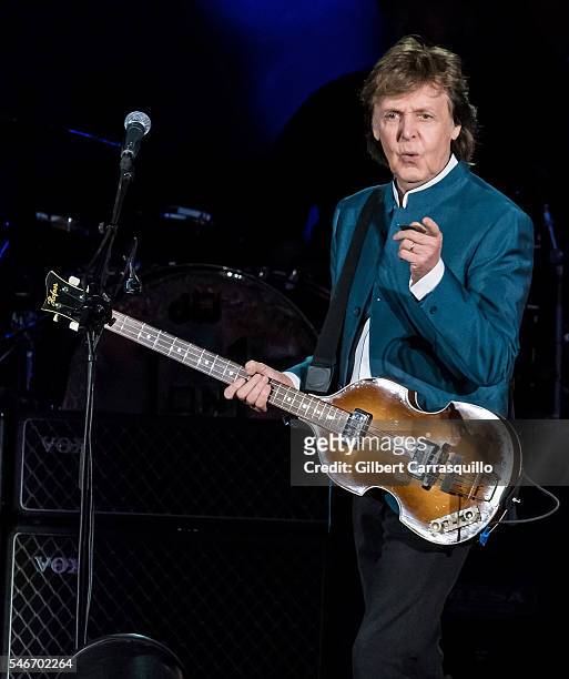 Singer-songwriter Sir Paul McCartney performs during 'One On One' tour at Citizens Bank Park on July 12, 2016 in Philadelphia, Pennsylvania.