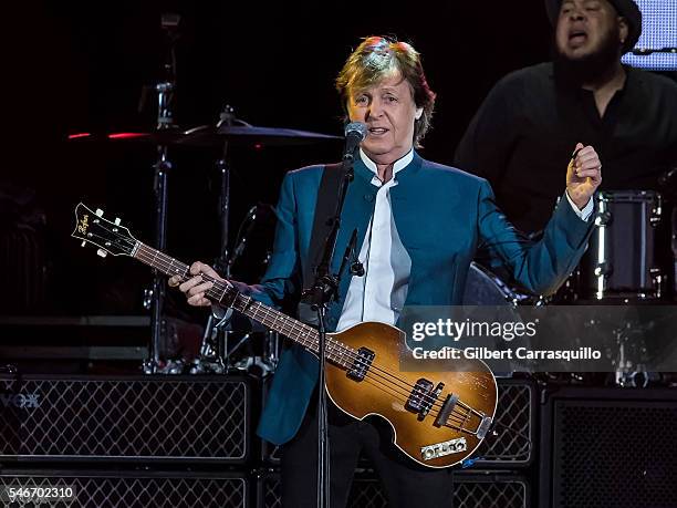 Singer-songwriter Sir Paul McCartney performs during 'One On One' tour at Citizens Bank Park on July 12, 2016 in Philadelphia, Pennsylvania.