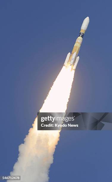 Minamitane, Japan - The H-2B Launch Vehicle No. 2 carrying an unmanned cargo transporter blasts off into space from Tanegashima Space Center on...