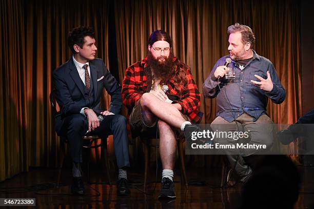 Actor/comedian Jeff B. Davis, Spencer Crittenden, and writer/actor Dan Harmon attend the Seeso original screening of "HarmonQuest" with Dan Harmon at...