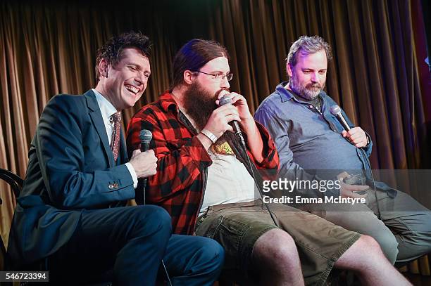 Actor/comedian Jeff B. Davis, Spencer Crittenden, and writer/actor Dan Harmon attend the Seeso original screening of "HarmonQuest" with Dan Harmon at...