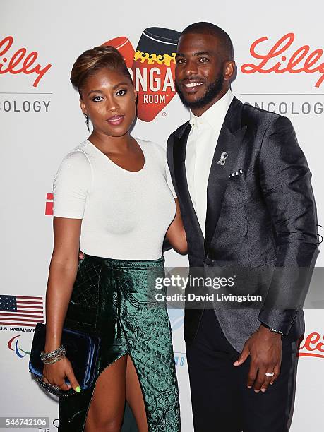 Player Chris Paul and wife Jada Crawley attend the 2nd Annual Sports Humanitarian of the Year Awards at the Conga Room on July 12, 2016 in Los...