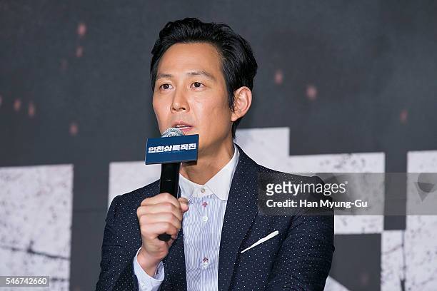 Actor Lee Jung-Jae attends the press conference for 'Operation Chromite' on July 13, 2016 in Seoul, South Korea. The film will open on July 27, in...