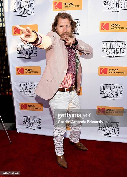 Actor Lew Temple arrives at the premiere of Momentum Pictures' "Outlaws and Angels" at the Ahrya Fine Arts Movie Theater on July 12, 2016 in Beverly...
