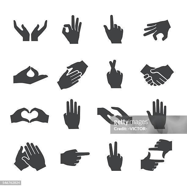 handgesten icons - acme serie - finger kreuzen stock-grafiken, -clipart, -cartoons und -symbole