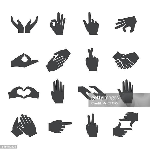 ilustraciones, imágenes clip art, dibujos animados e iconos de stock de iconos de gestos de la mano - acme series - gesto de mano