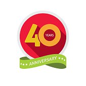 Forty years anniversary logo, 40 year birthday sticker label
