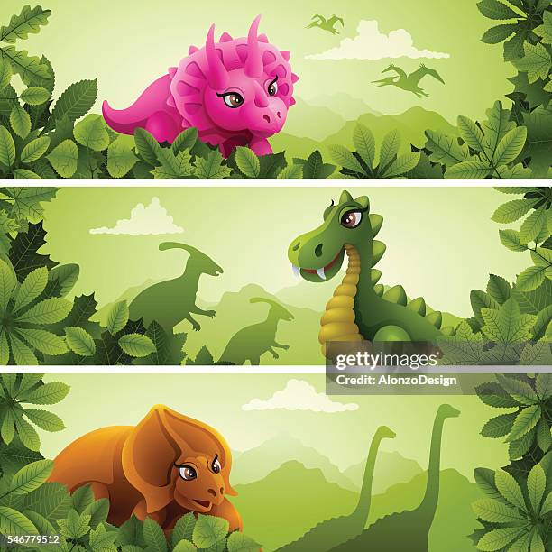 jurassic banners - thyreophora stock illustrations