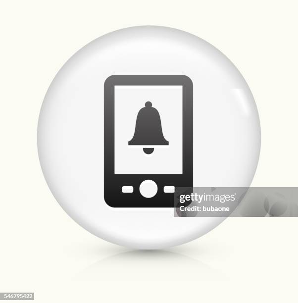 bell on phone icon on white round vector button - clock white background stock illustrations