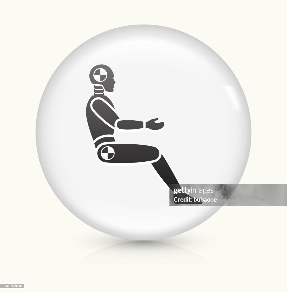Car Test Dummy icon on white round vector button