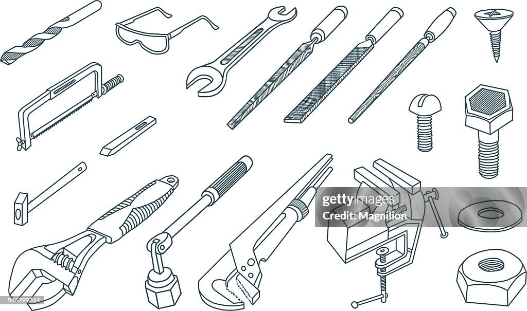 Hand Tools Handdrawing Vector High-Res Vector Graphic - Getty Images